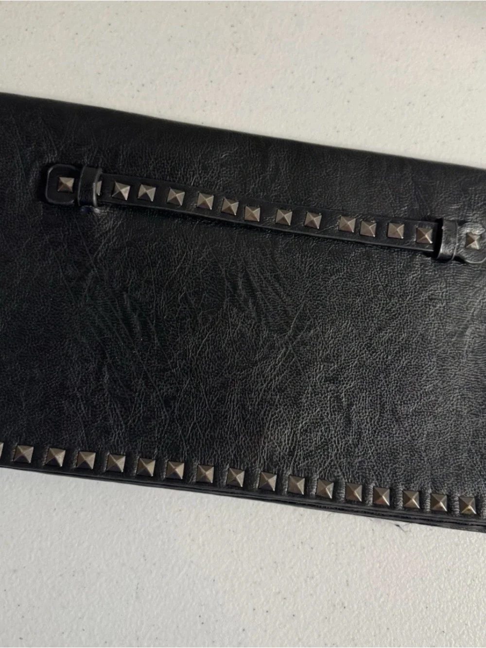 AKIRA Chicago Red Label Black Studded Oversized Clutch Wristlet Bag